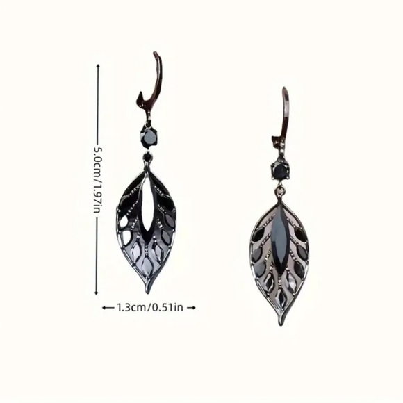 NEW Black Leaf Earrings - Picture 3 of 5